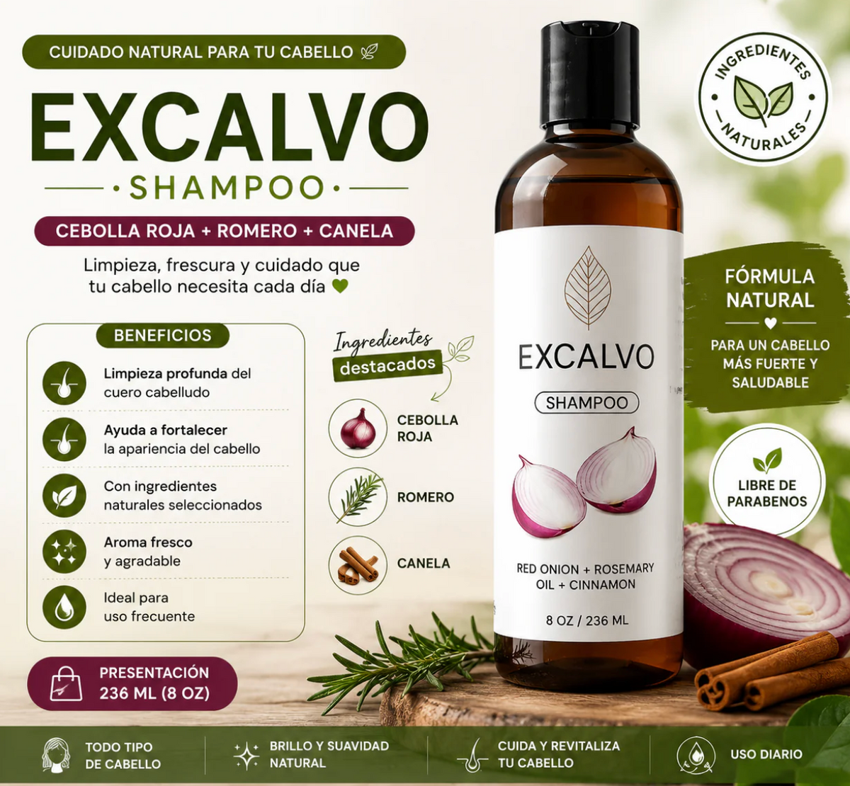 🔥 RECUPERA TU CABELLO CON EXCALVO OFERTA 2x1 + ENVÍO GRATIS 🎁
