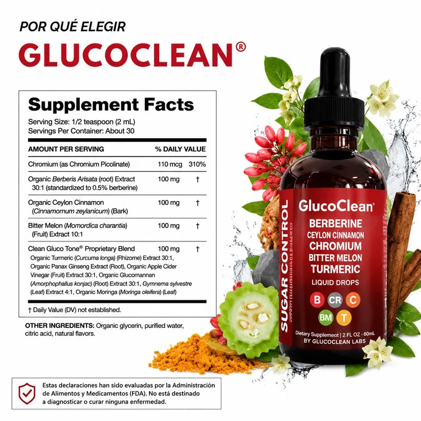 Promo Gluco Clean™ 50 ml | Controla el Azúcar, Mejora tu Metabolismo y Protege tu Corazón + Parches Desintoxicantes totalmente GRATIS
