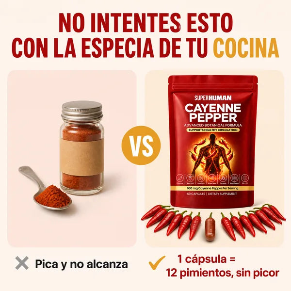 Cayenne Pepper SUPERHUMAN, pimienta de cayena para la circulación
